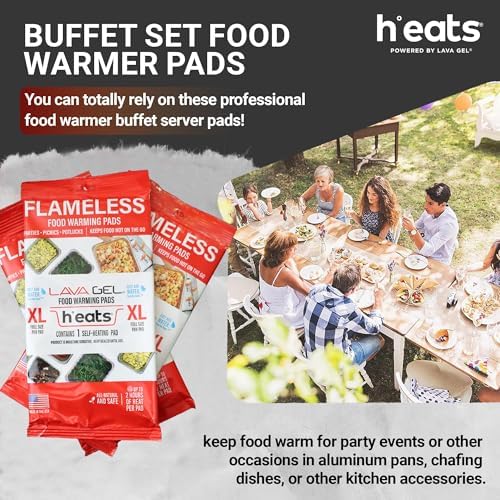 Flameless Food Warming Pads 6 Pack - Safe and Reusable Buffet Warmers