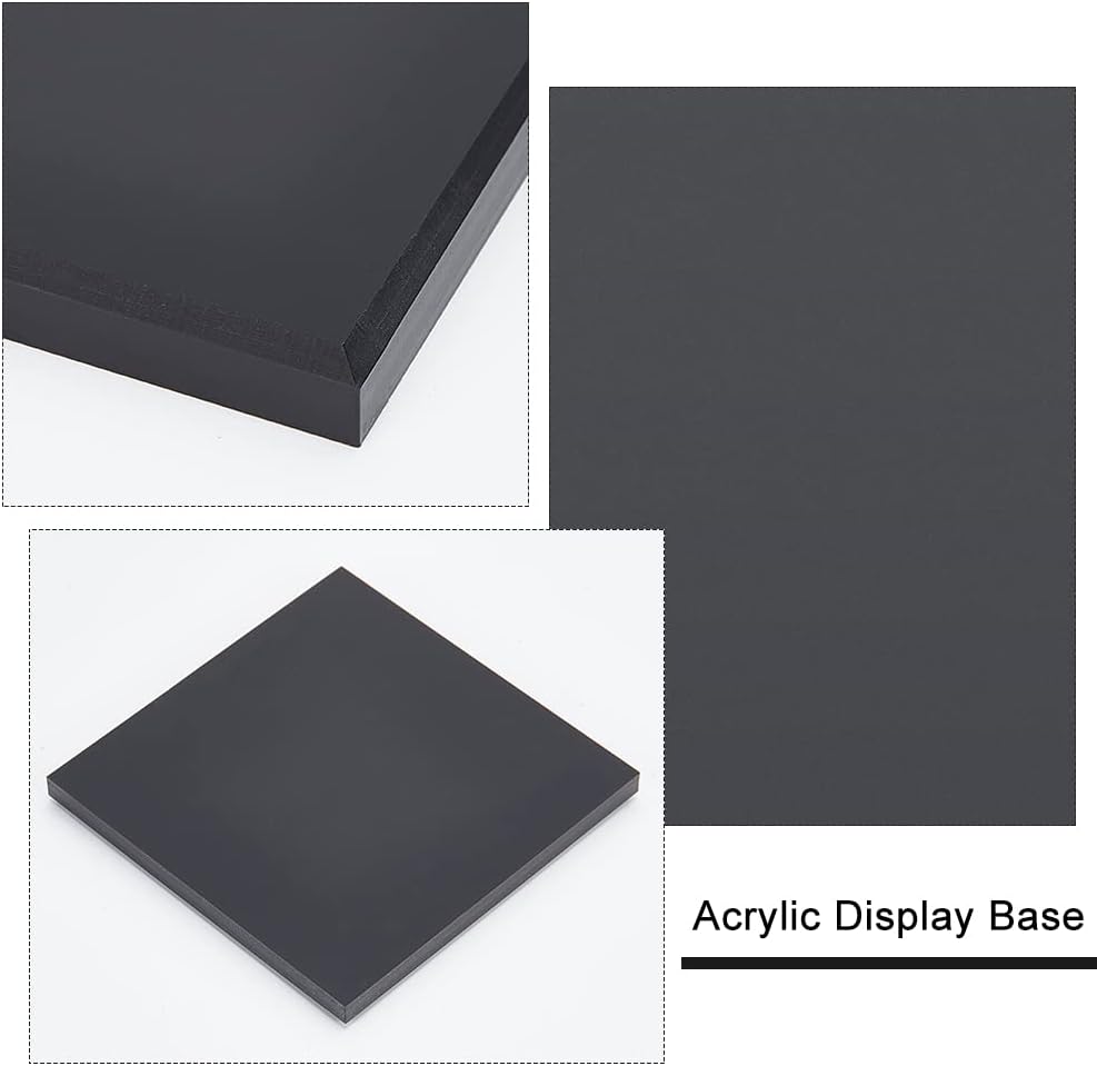 BENECREAT Black Acrylic Square Display Base 4x4x06 Inch