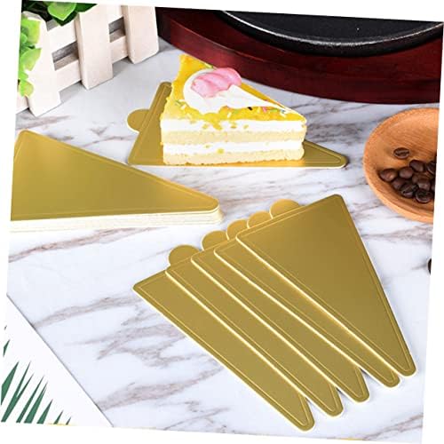 100pcs Triangle Cake Serving Base Mats Golden Cardboard Disposable Mousse Tray for Cakes and Events
