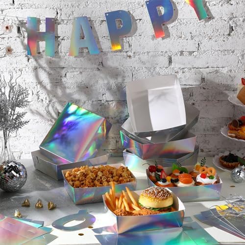 Mifoci 50 Pcs Metallic Iridescent Serving Trays
