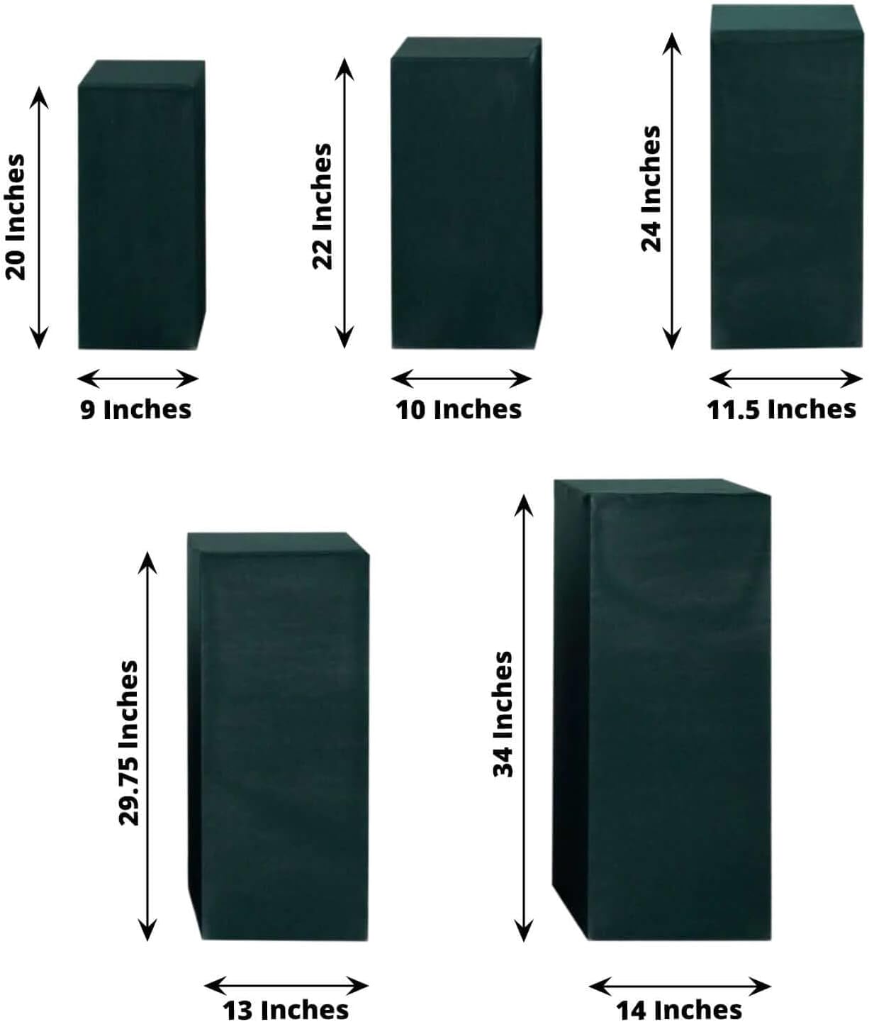 Efavormart Set of 5 Hunter Emerald Green Spandex Display Box Covers