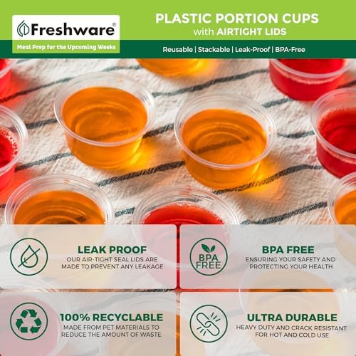 Freshware 2 Ounce Portion Cups with Lids 100 Sets