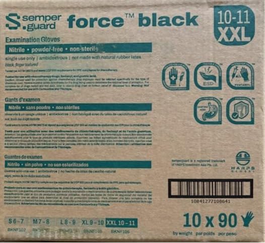 Sempermed SemperForce Black Nitrile Exam Gloves Large Pack