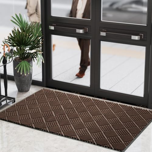 COCOER Heavy Duty Entryway Floor Mat 3 X 5 Brown