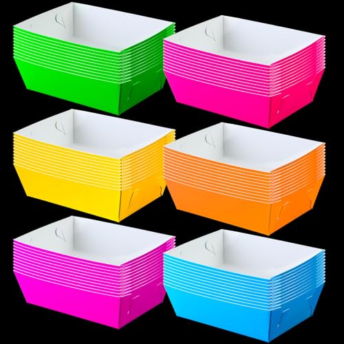 Hoolerry Neon Glow Food Trays 48 Pcs Party Supplies