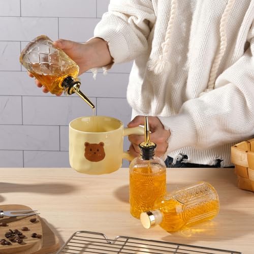 WHJY 3 Pack Small Syrup Dispenser with Pour Spout and Cleaning Tools