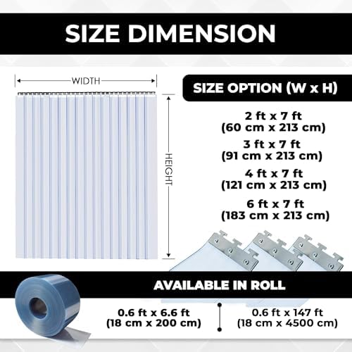 Clear Kit PVC Door Curtain 3x7 ft Heavy Duty