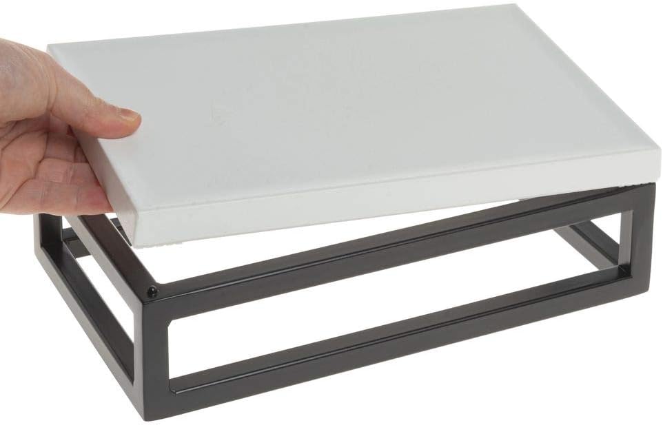 HUBERT Black Display Riser with White Top 3 15 Inch