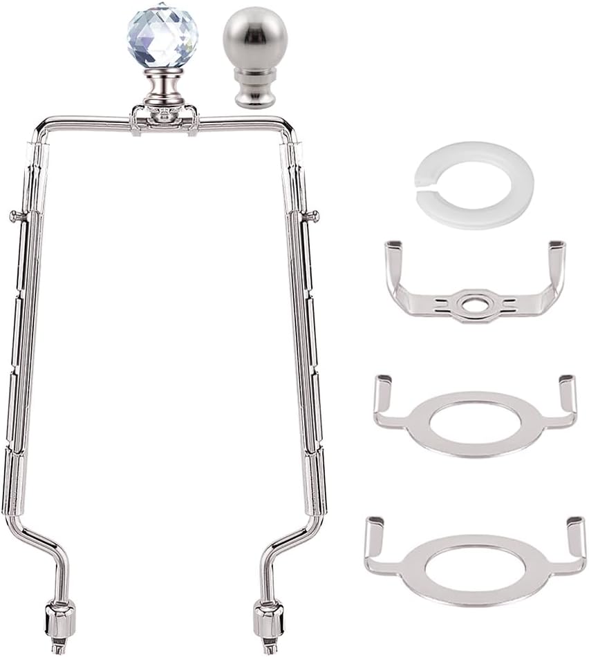 8-9-10-11 Inch Nickel Lamp Harp Holder Adjustable Height Harp Kit with Crystal Metal Finial