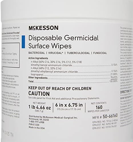 McKesson Germicidal Wipes 160 Count Hospital Grade