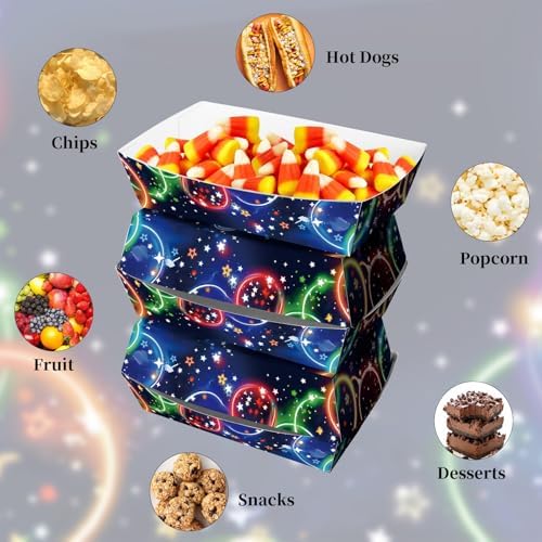 KERINGO Neon Food Trays 50 Pack 3Lb Glow in Dark Plates