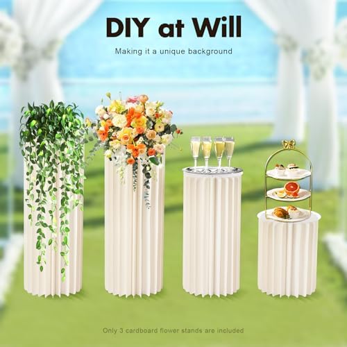 Foldable White Cylinder Stand for Party 2 3 5 Pcs