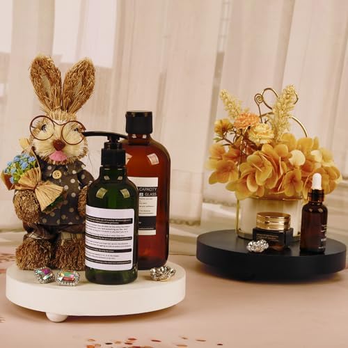 Two Round Wooden Display Stands for Home and Kitchen