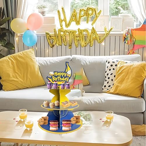 Cartoon Yellow 3-Tier Cupcake Stand for Birthday Party