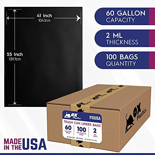60 Gallon Trash Can Liners 100 Count Extra Heavy Duty