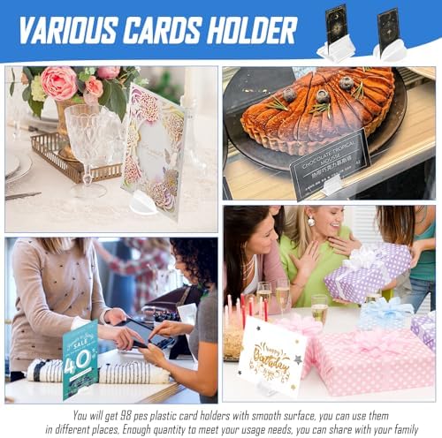 Giococo Card Stand - 98 PCS Clear Plastic Photo Holders for Tables Weddings Restaurants and Parties