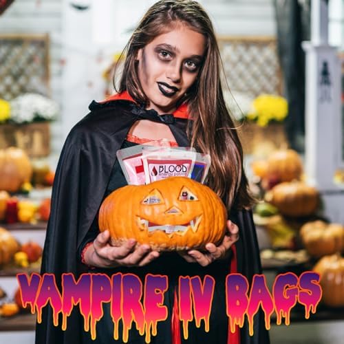 40 Pcs Halloween Blood Bags for Drinks Reusable with Funnel