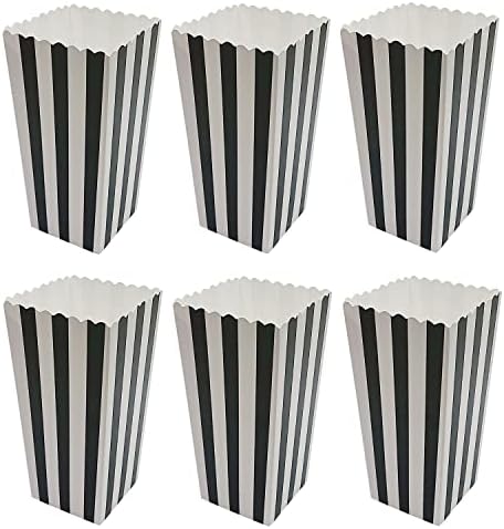 36 Pcs Popcorn Boxes with White and Black Stripes