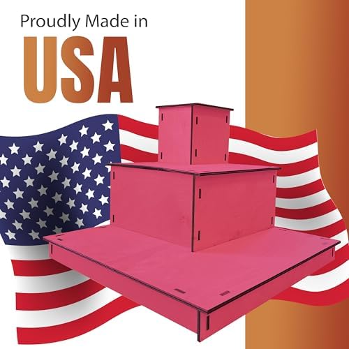 Torched Displays 3-Tier Wooden Display Stand Pink Corner