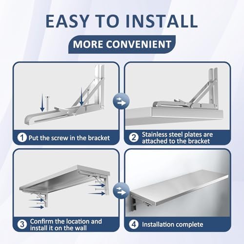 MOOTACO 48x12 Stainless Steel Wall Shelf