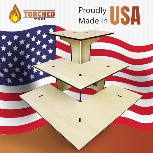 Torched 3-Tier Corner Display Stand with Shelves