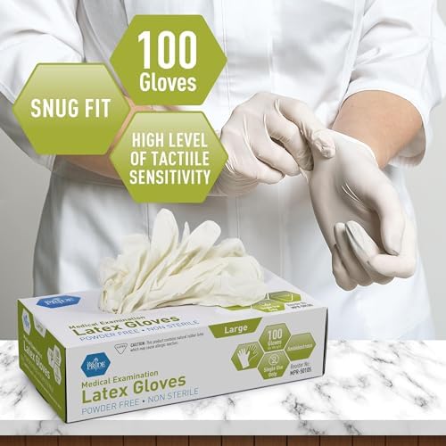 MedPride Powder-Free Latex Exam Gloves Large Box of 100