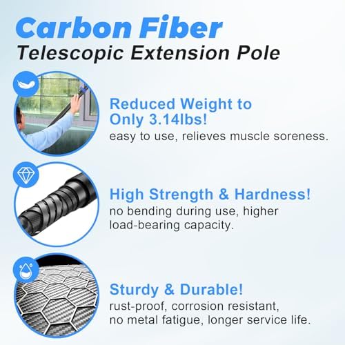 DOBEN 47-24FT Carbon Fiber Telescopic Pole with Car Wash Brush Head