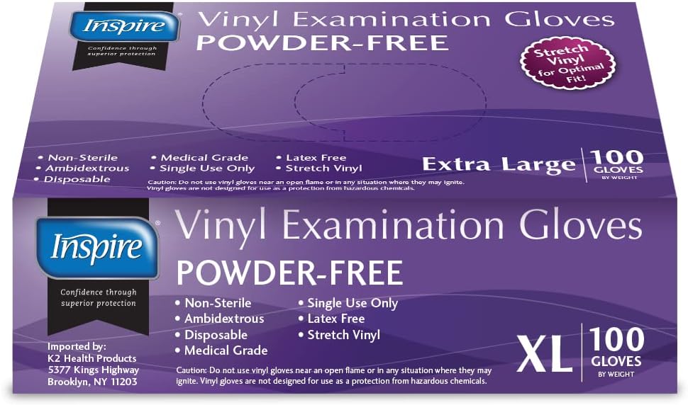Inspire Stretch Vinyl Exam Gloves 1000 Count