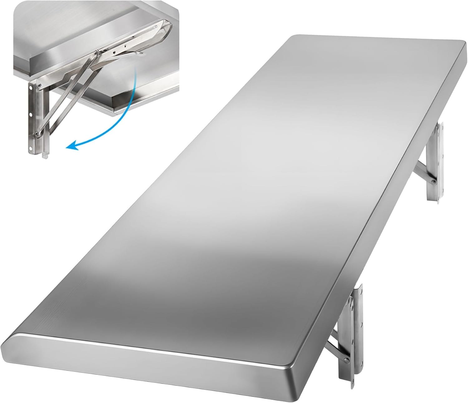 Folding Concession Shelf 48x18 Stainless Steel Serving Rack