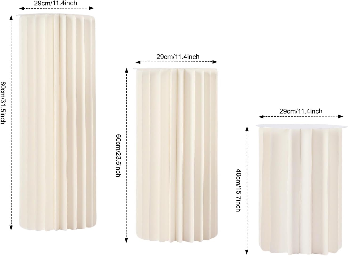 Foldable White Cylinder Stand for Party 2 3 5 Pcs