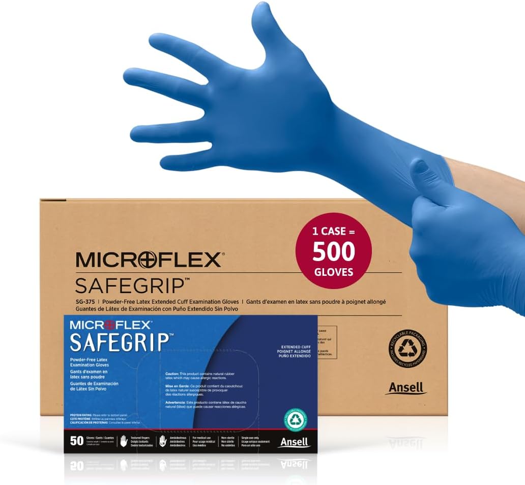 Ansell Microflex SafeGrip SG-375 Extra Thick Latex Gloves