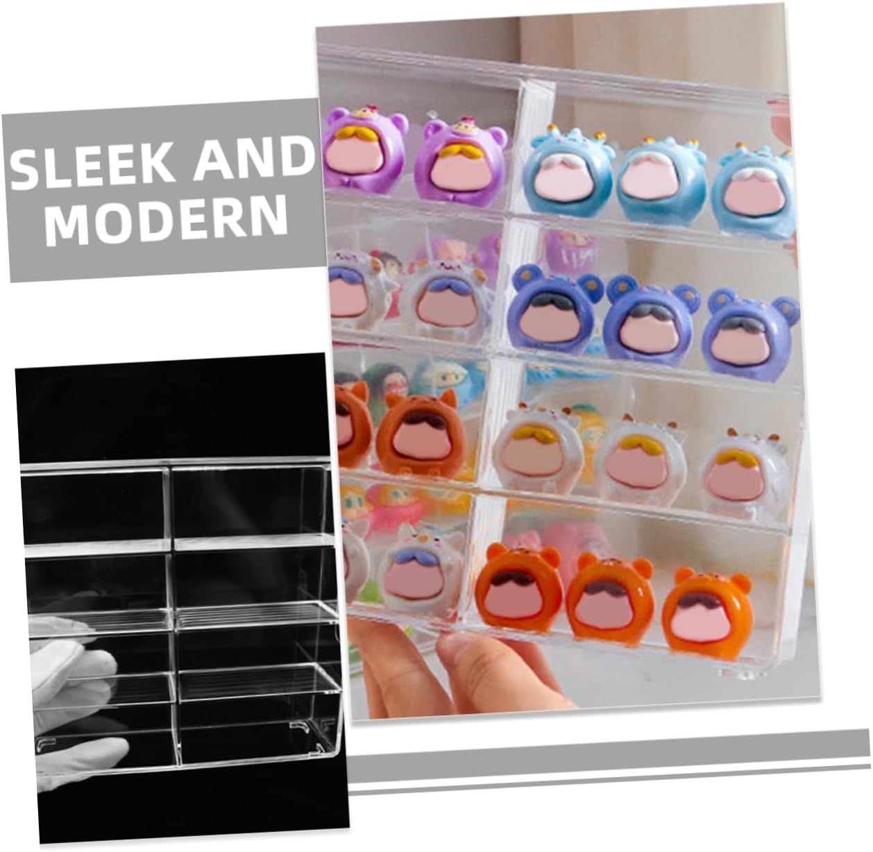 Modern Acrylic Model Car Display Stand with 8 Compartments
