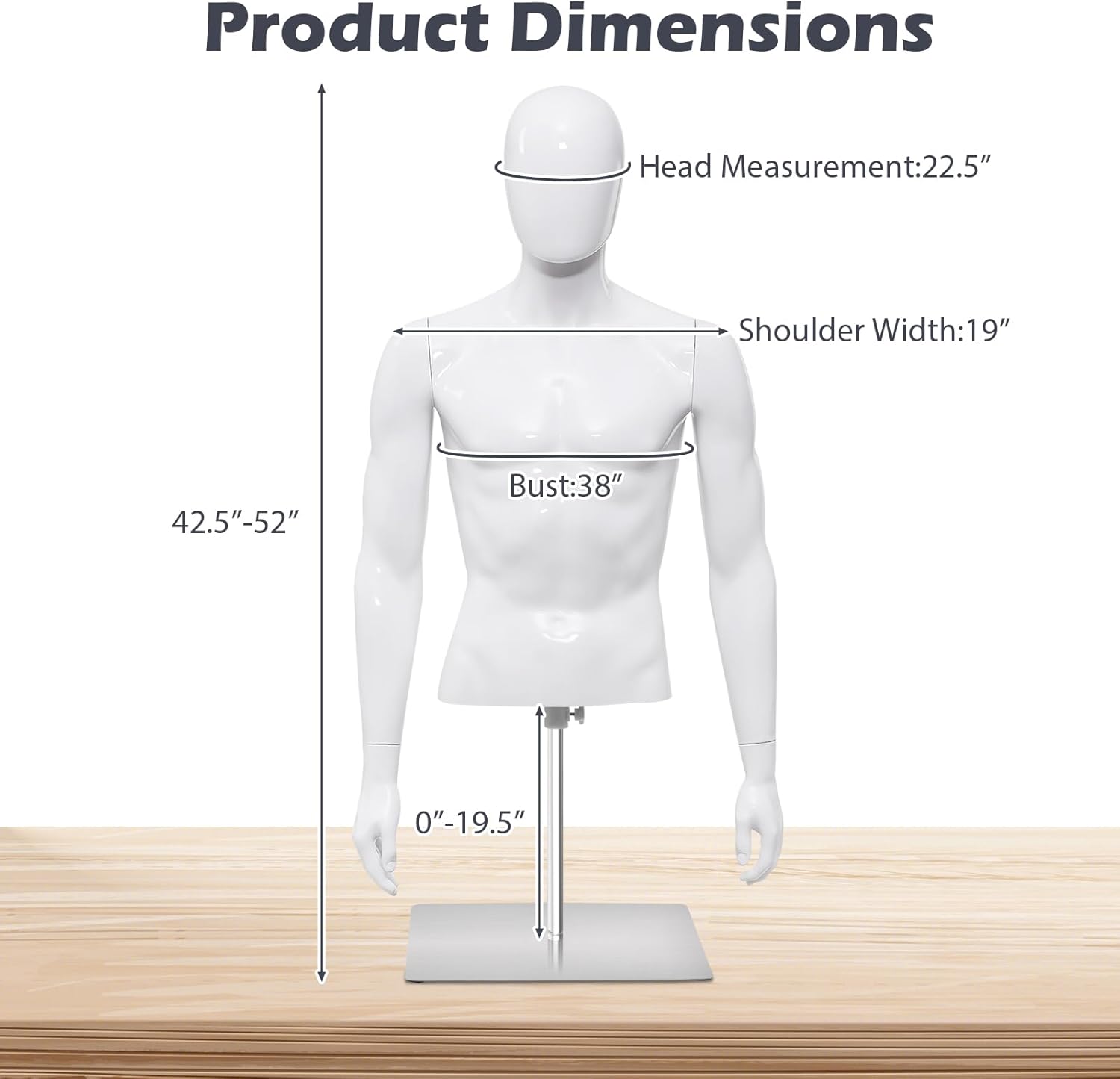 Goplus Male Mannequin Torso with Stand