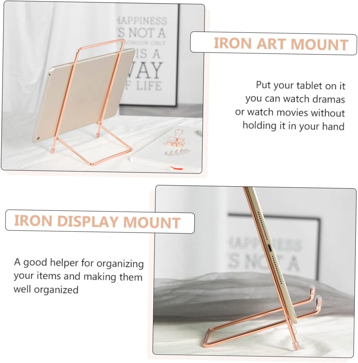 1pc Iron Display Stand for Tablets Artwork Minimalist Metal Holder for Home and Office Use