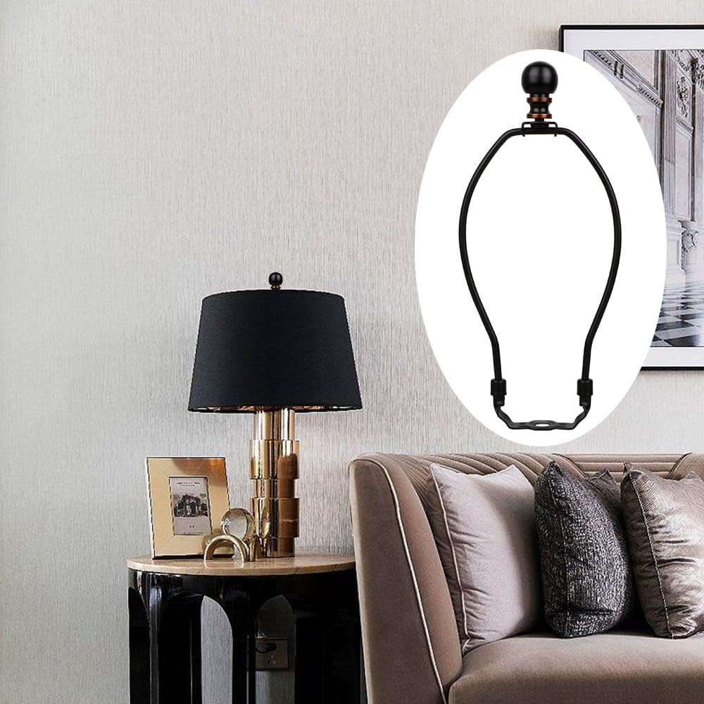 Helunsi 8 Inch Lamp Harp Set with Black Shades