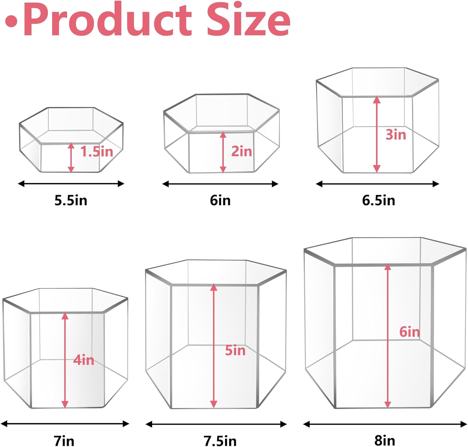 6 Pcs Acrylic Display Riser Set with Clear Base