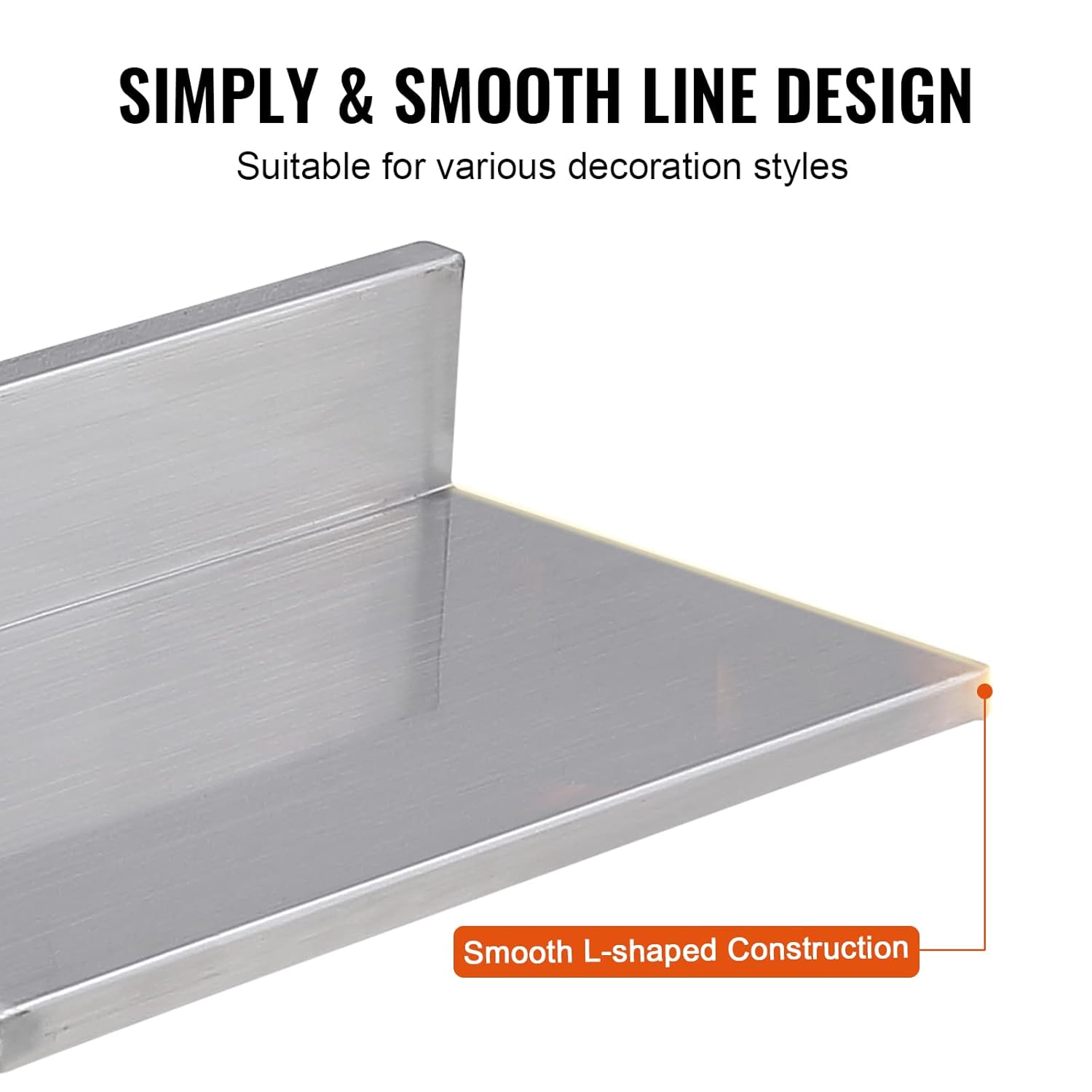 VEVOR Stainless Steel Wall Shelf 2 Pack 44 lbs Capacity
