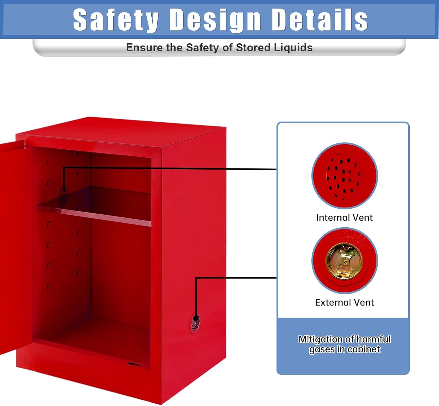 Flammable Cabinet 8 Gallon Fireproof Storage Cabinet for Home and Industrial Use