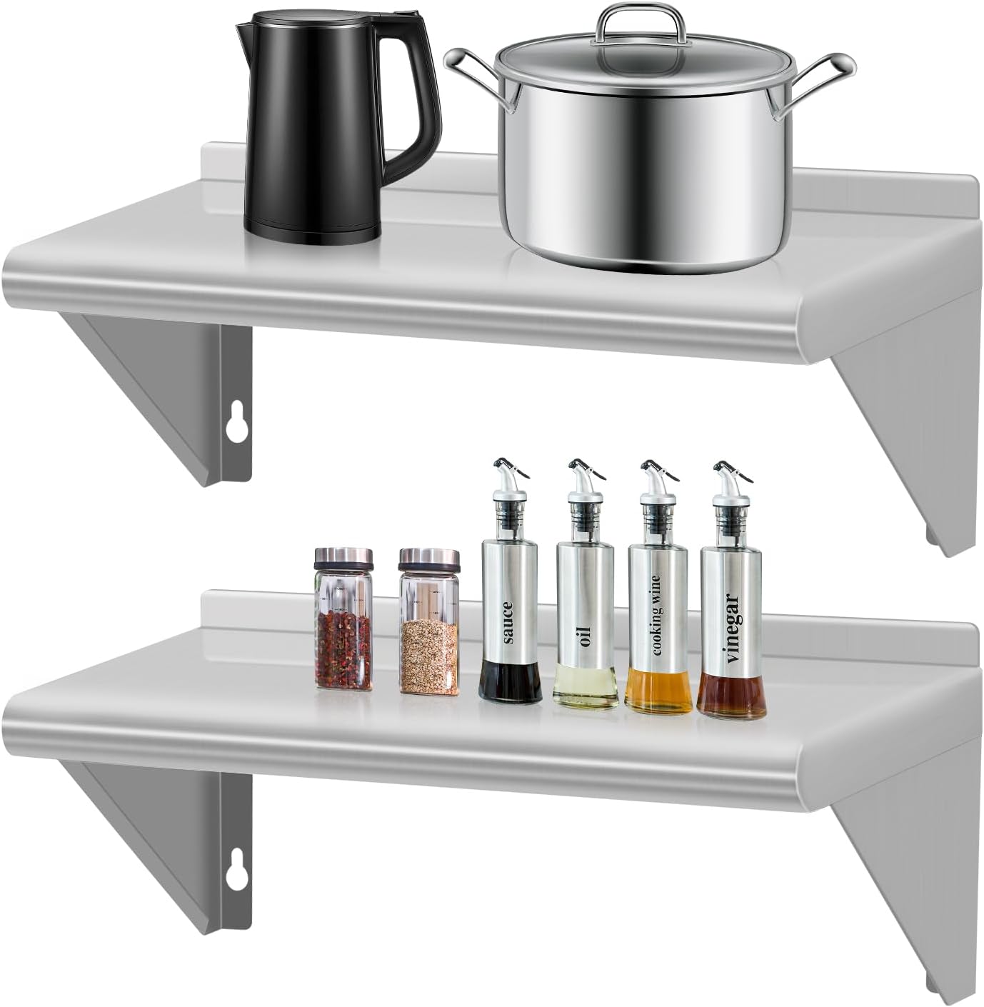 2Pack Stainless Steel Wall Shelf 86x16 Inches Commercial Grade