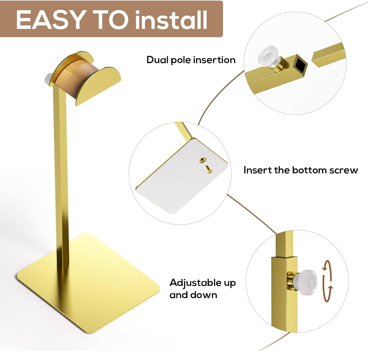 2 Pack Gold Purse Display Stand for Vanities and Retail