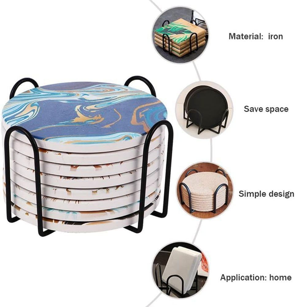 Black Iron Coaster Holder Metal Storage Rack