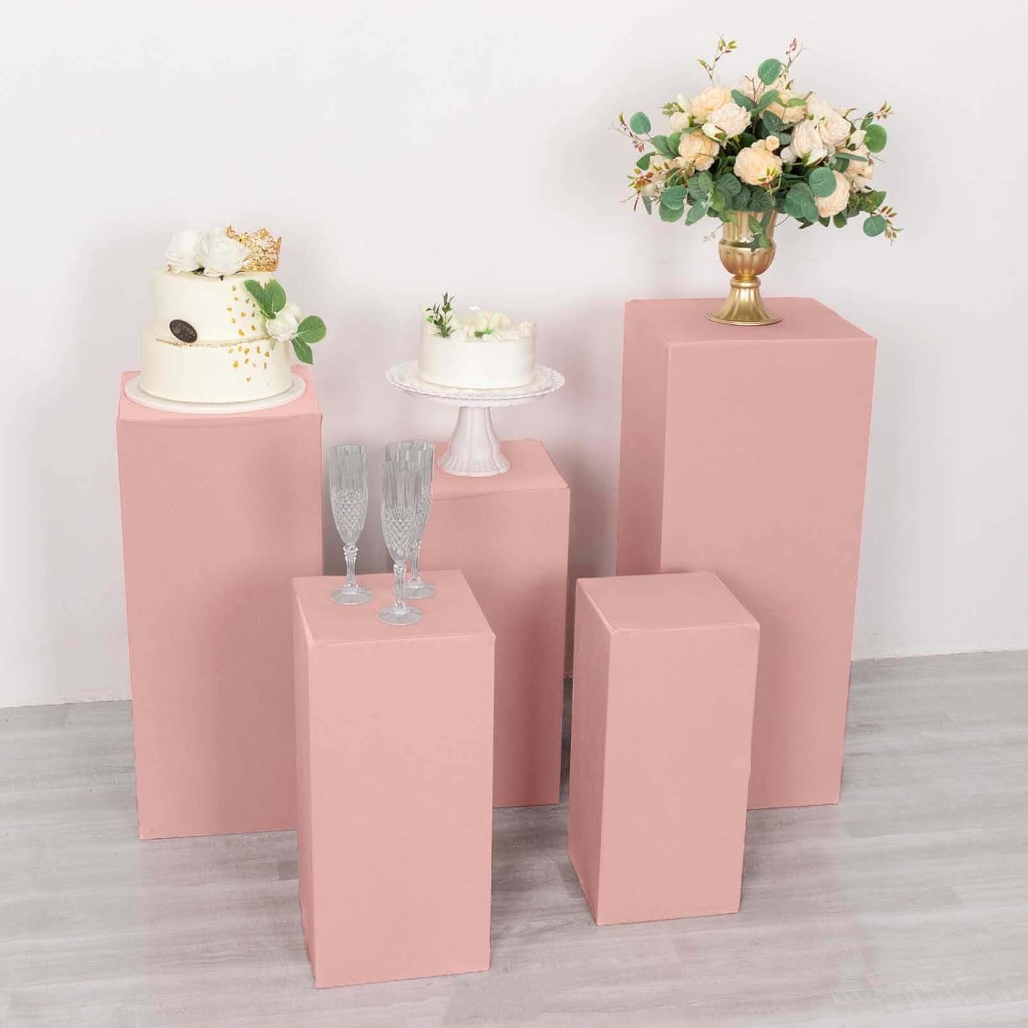 Dusty Rose Spandex Display Box Stand Covers Set of 5