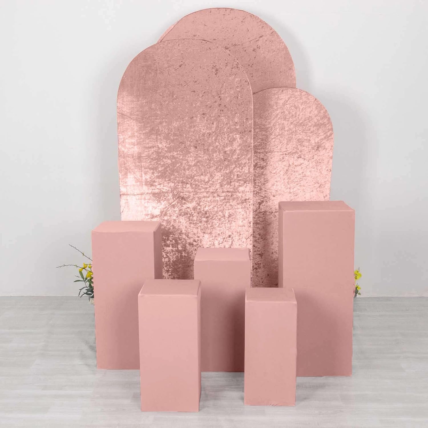 Dusty Rose Spandex Display Box Stand Covers Set of 5