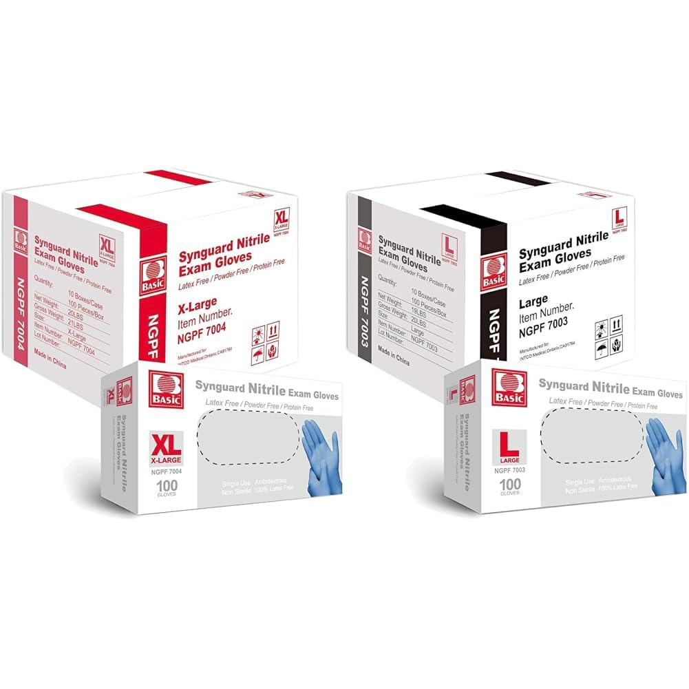 Basic Medical Blue Nitrile Exam Gloves Xtra Large 1000 Count Case