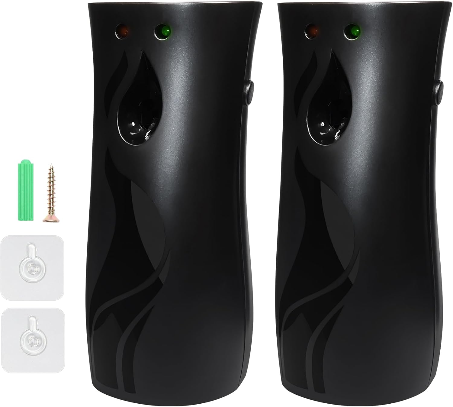 2 Pcs Automatic Air Freshener Spray Dispenser with Wall Mount Option Black