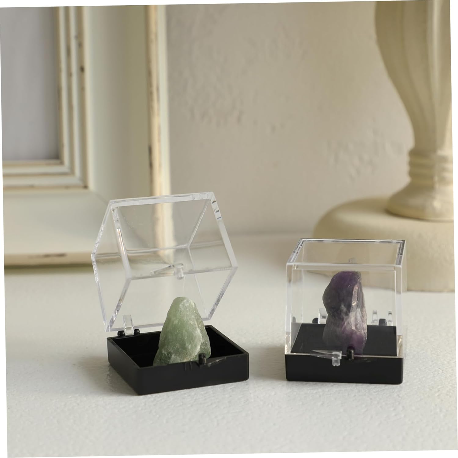 ABOOFAN 48Pcs Plastic Transparent Display Case for Mineral Specimens
