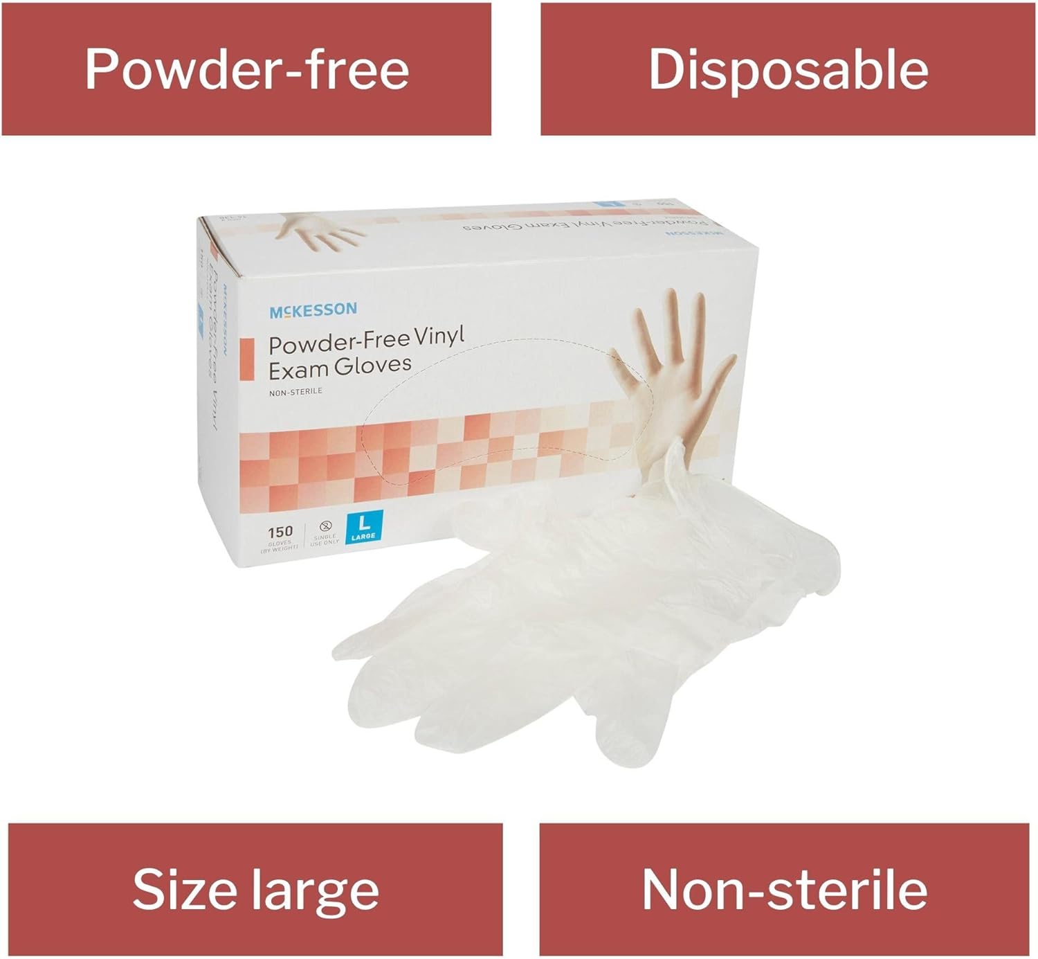 McKesson Vinyl Exam Gloves Large 1500 Total