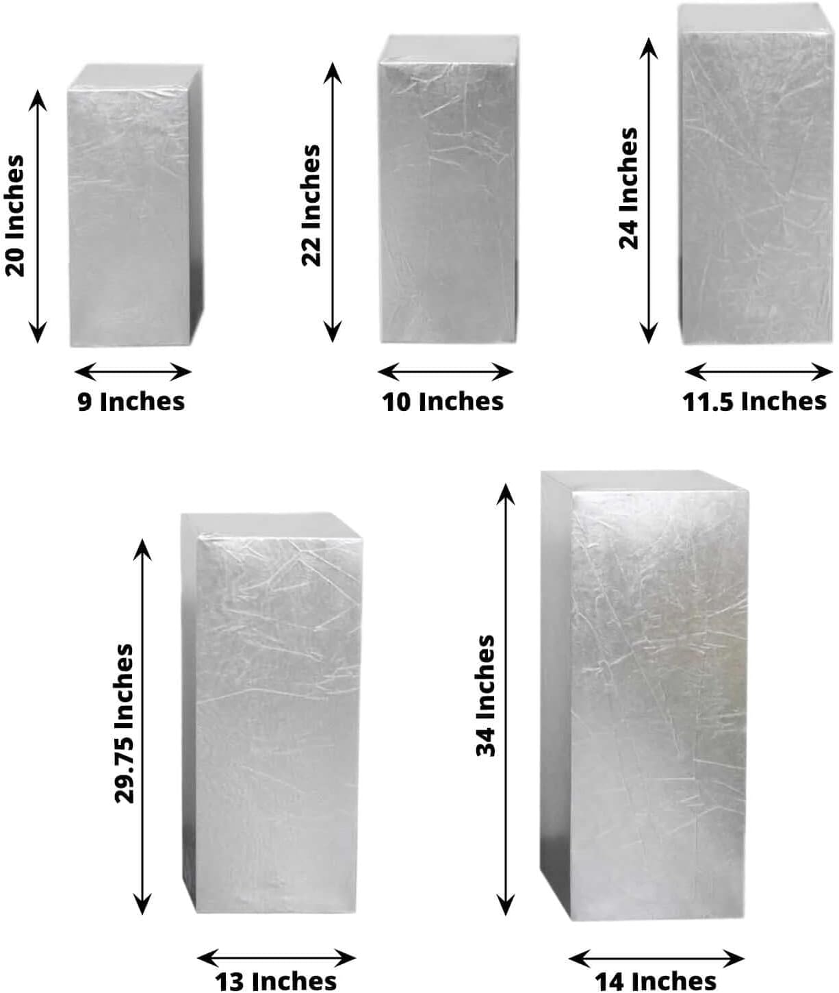 Efavormart Set of 5 Silver Metallic Spandex Display Box Covers