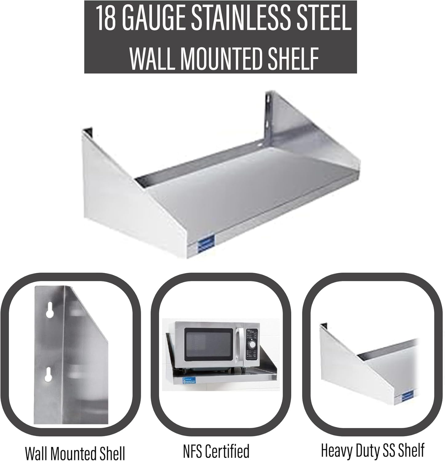 Premium Stainless Steel Wall Shelf with Side Guards
