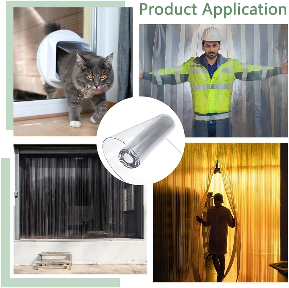 BENECREAT 673 Feet Clear PVC Door Curtain for Basement Stable Pet House